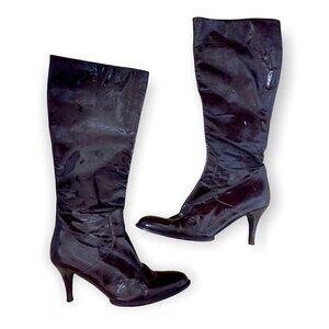 Duro Olowu bordeaux soft patent leather boots size 39 EU, Vintage